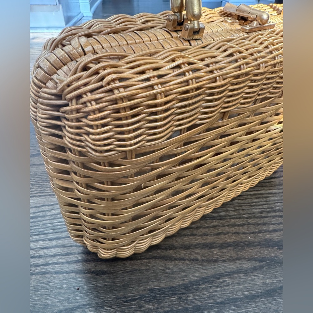 70s Vintage Rattan Basket Weaved Purse Basket MCM Hong Kong - Picture 10 of 10